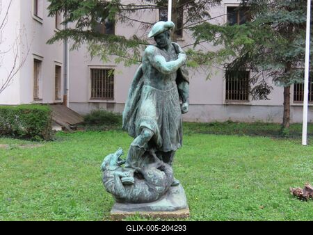 Statue of legendary Toldi Miklós - Budapest-stock-foto