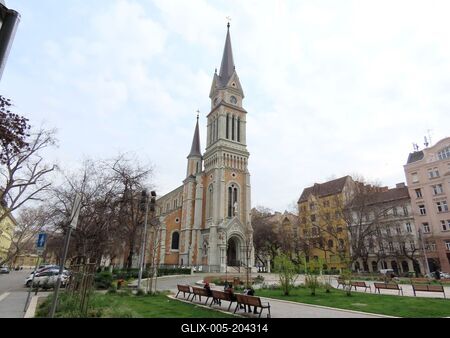 Budapest - Bakáts square - St. Francis of Assisi church-stock-foto
