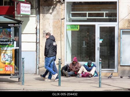 Homeless beggars - Budapest-stock-foto