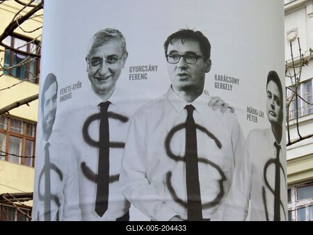 Government poropaganda poster - Budapest - Opposition - US interests-stock-foto