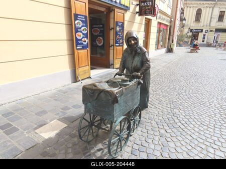 The statue of Aunt Kati, the housewife - Székesfehérvár - Hungary-stock-foto
