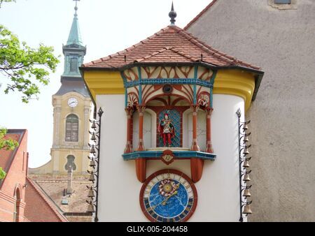 The musical clock called Orajáték - Székesfehérvár - Hungary-stock-foto