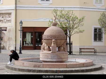 The Országalma well - Székesfehérvár - Hungary-stock-foto