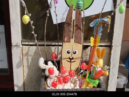 Easter composition on Main Street - Székesfehérvár - Hungary-stock-foto