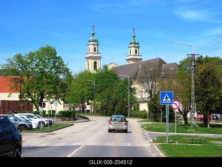Csákvár - View - St. Michael the Archangel Church - Hungary-stock-foto
