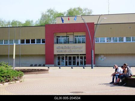 Oroszlány - The cultural center and library - Hungary-stock-foto