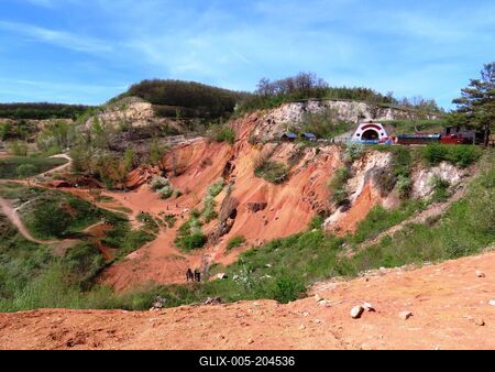 The former bauxite mine of Gánt - Red earth - Hungary-stock-foto