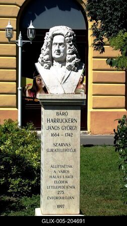 Bust of György János Báró Harruckern, the resettler of Szarvas - Hungary-stock-foto