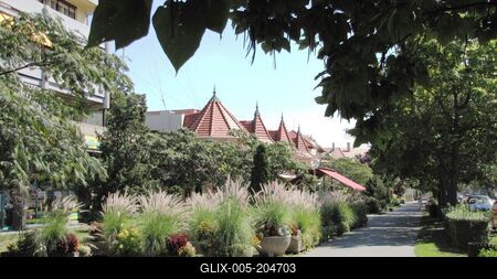 Szarvas - Residential buildings and restaurants - Hungary-stock-foto