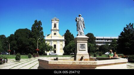 Szarvas - Hungary - Main square - Goddess - Church-stock-foto