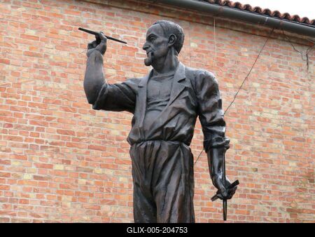 Statue of painter, graphist, artist Aba-Novák Vilmos - Székesfehérvár - Hungary-stock-foto