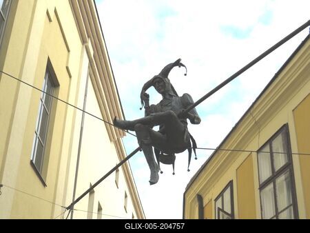 Mujko clown - King Marhias' fool statue - Székesfehérvár - Hungary-stock-foto