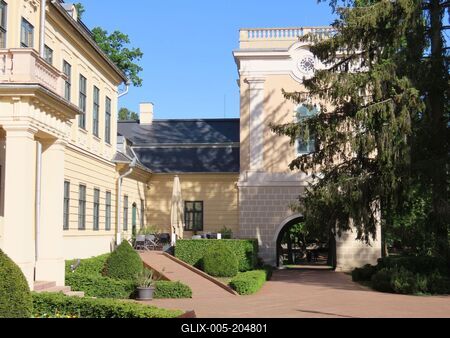 Detail of Almásy Castle with the tower - Gyula - Hungary-stock-foto