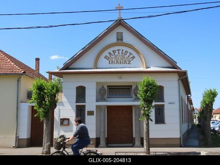 Baptist house of worship - Gyula - Hungary-stock-foto