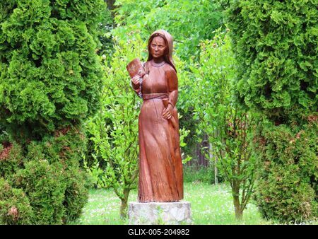 St. Catherine wooden statue - Telkibánya - Hungary-stock-foto
