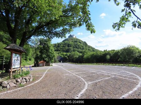 Car park at the foot of Füzér Castle Hill - Hungary-stock-foto