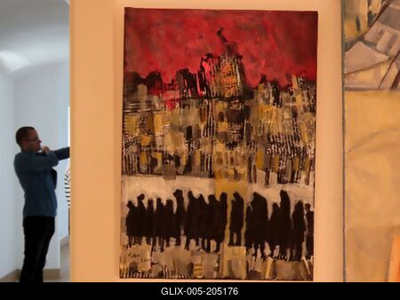 Palesrinian painting - Israeli-palestinian exhibition - Hungary-stock-foto