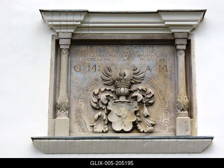 Stone carving of the Mágocsy castle - 16th C, - Hungary-stock-foto
