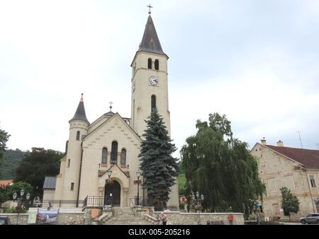 Tokaj - Main Catholic church - Hungary-stock-foto