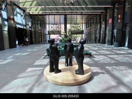 Budapest - Sculpture group in the hall of the Bem Center hotel and office building-stock-foto