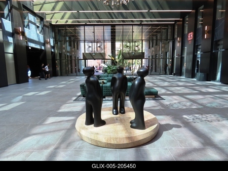 Budapest - Sculpture group in the hall of the Bem Center hotel and office building-stock-foto