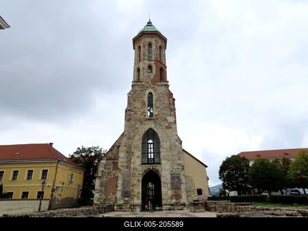 The 600 years old Mary Magdalene tower - Budapest - Castle Hill-stock-foto