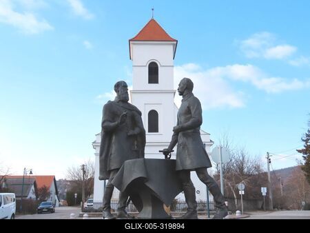 Batthyány Lajos and Móga János statue - Sukoró - Hungary - 1848-stock-foto