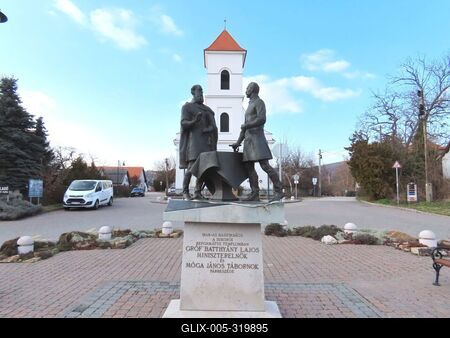 Batthyány Lajos and Móga János statue - Sukoró - Hungary- 1848-stock-foto