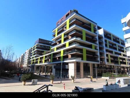 Budapest - Residential buildings of the Corvin Promenade in the Corvin Quarter-stock-foto