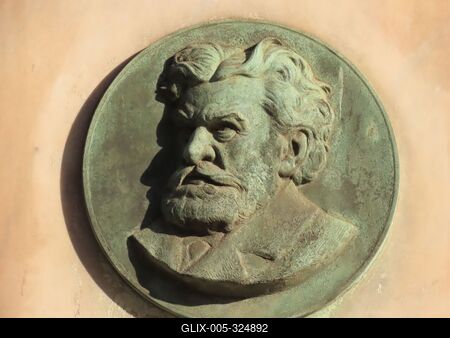 Relief depicting Kálmán Thaly - HIstorian - Budapest-stock-foto