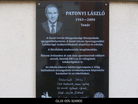 Memorial Plaque of Patonyi László - Sportsman - Budapest - Teacher-stock-foto