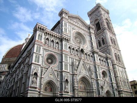 Florence Cathedral and Giotto's bell Tower - Firenze-stock-foto