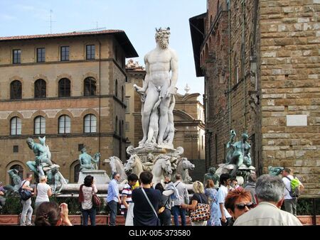 Florence - Firenze - Neptune Fountain - Signoria Square-stock-foto