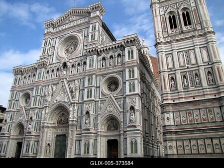 Florence Dom - Firenze - Santa Maria del Fiore Cathedral ang Giotto's bell Tower-stock-foto