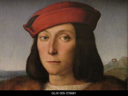 Young Man with an Apple - Raffaello - Florence - Uffizi Gallery-stock-foto