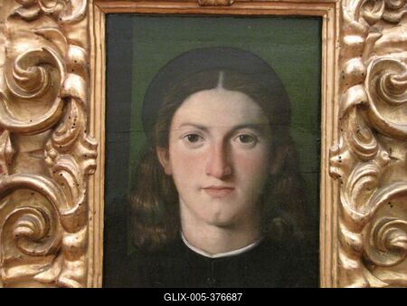 Portrait of a young man - Lorenzo Lotto - Uffizi Gallery - Florence-stock-foto