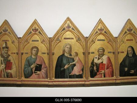 Giotto di Bondone's Badia Polyptych - Uffizi - Florence-stock-foto