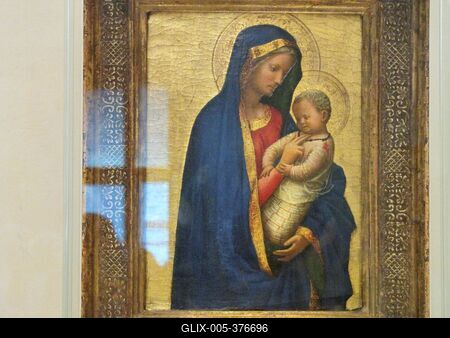Madonna with child - Masaccio - Florence - Uffizi Gallery-stock-foto