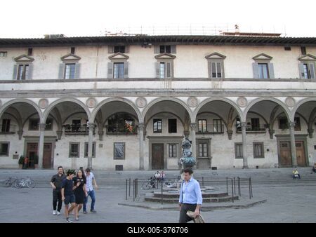 Florence - (Hospital of the Innocents - Santissima Annunziata Square - Brunelleschi-stock-foto