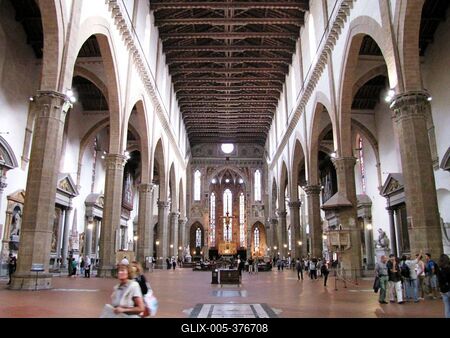 Interior of Santa Croce - Florence - National Pantheon-stock-foto