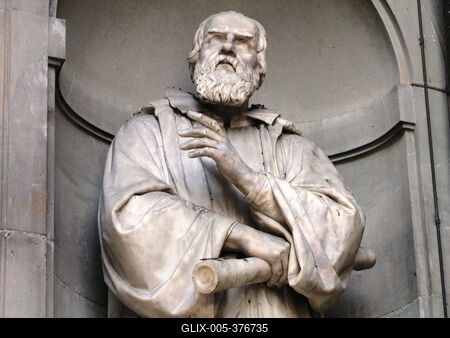 Statue of Galileo Galilei - Florence - Girenze - Uffizi Gallery-stock-foto