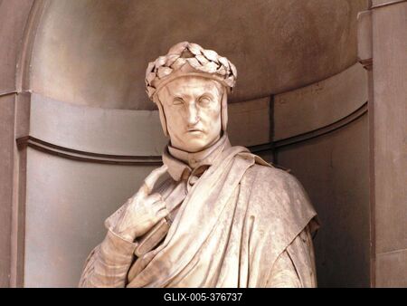 Statue of Dante Alighieri - Florence - Firenze - Uffizi Gallery-stock-foto