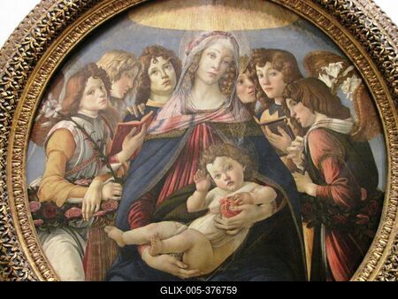 Madonna and Child with Six Angels - Botticelli - Florence - Uffizi-stock-foto