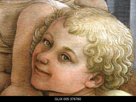 Detail Madonna with child and two Angels - Filippo Lippi - Uffizi - Florence-stock-foto