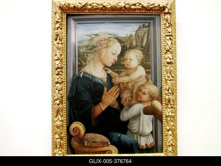 Filippo Lippi - Madonna with child and two Angels - Florence - Uffizi-stock-foto
