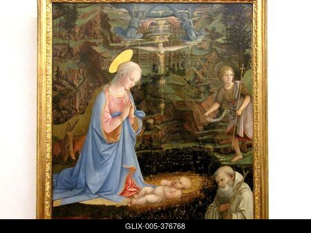 The Adoration of the Child - Filippo Lippi - Florence - Uffizi-stock-foto