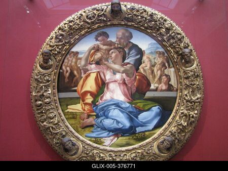 Michelangelo's Holy Family - Florence - Uffizi Gallery-stock-foto