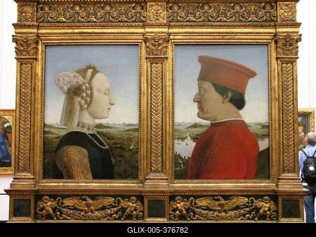 Painting of Federico da Montefeltro and Battista Sforza - Florence - Uffizi-stock-foto