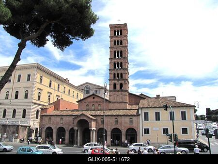 Rome - Bocca della Verit? - Santa Maria In Cosmedin Church-stock-foto