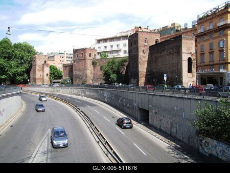 Rome - Aurelius City Wall - Roman Empire-stock-foto